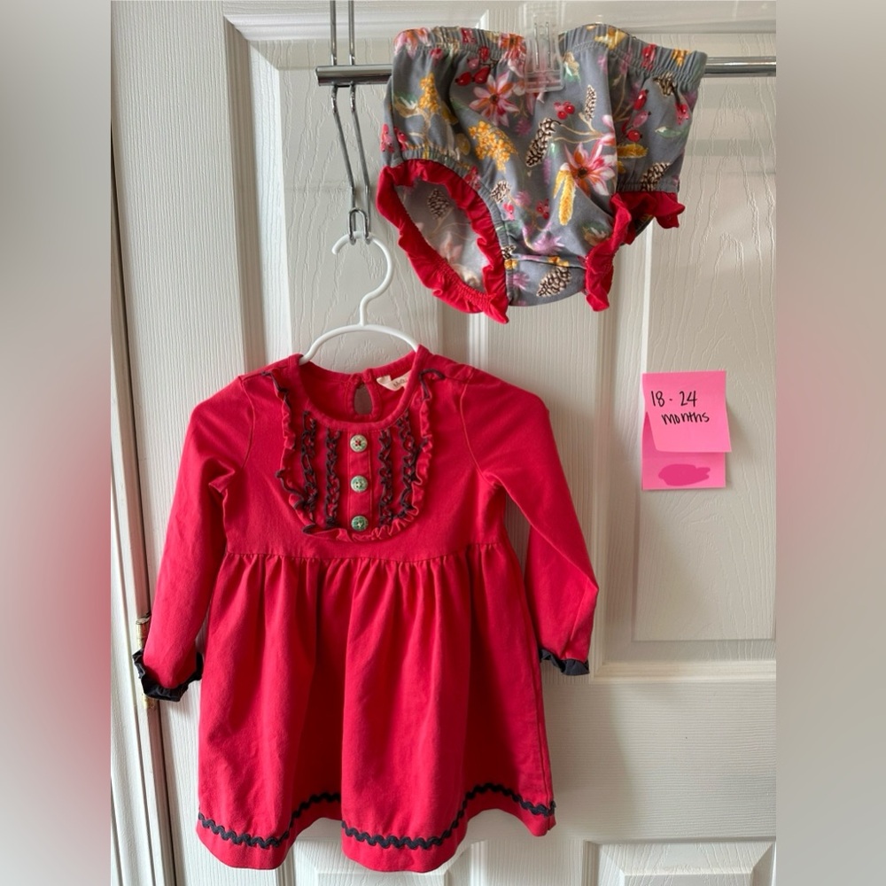 Matilda Jane. 18-24 month long sleeve dress with diaper cover.
